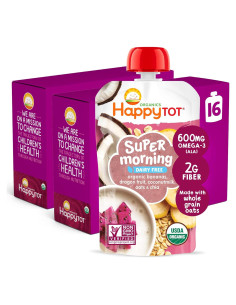 Pouches de Comida para Bebés Happy Tot Super Morning 16 Unidades