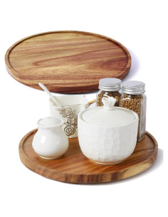 Organizadores giratorios de madera de acacia ACIAZAAZ 25.4 cm