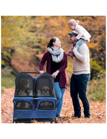 Carrito Doble para Mascotas Critter Sitters Azul 20 kg