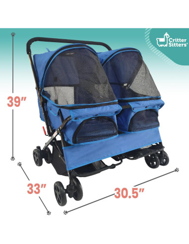Carrito Doble para Mascotas Critter Sitters Azul 20 kg