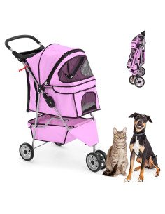 Carrito de Paseo para Mascotas HHS Rosa Plegable 15.88 kg