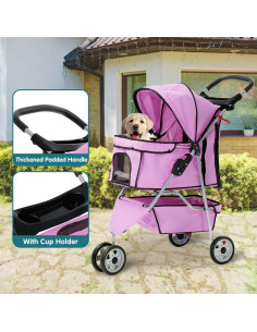 Carrito de Paseo para Mascotas HHS Rosa Plegable 15.88 kg 2