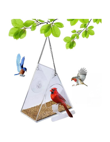 Comedero para Aves Colgante Suyue Y Acrílico Transparente