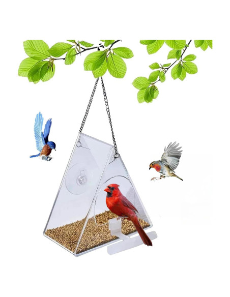Comedero para Aves Colgante Suyue Y Acrílico Transparente