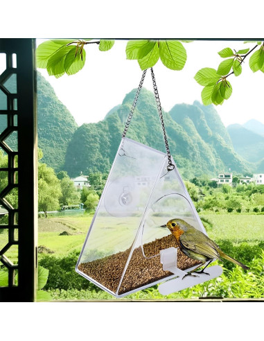 Comedero para Aves Colgante Suyue Y Acrílico Transparente