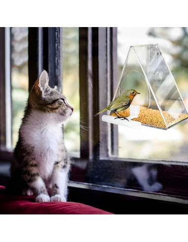 Comedero para Aves Colgante Suyue Y Acrílico Transparente