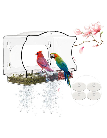 Alimentador de Aves para Ventana SIGOWING Acrílico 25.4x15.24 cm
