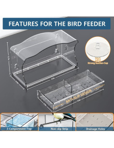Alimentador de Aves para Ventana SIGOWING Acrílico 25.4x15.24 cm 2