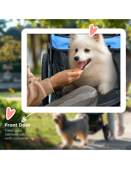 Carrito Plegable para Mascotas PawHut Azul 3 Ruedas 10.89 kg