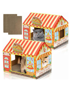 Paquete de 2 casas de cartón para gatos Tlence 42x31x38cm