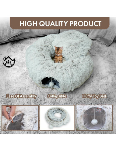 Cama Túnel Grande para Gatos Movinnovation Marrón 79.8x79.8 cm