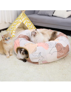 Cueva de Túnel para Gatos Glittme Redonda Beige 283.5 cm 2