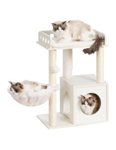 Árbol para Gatos Heybly HCT007SWT, Torre de Madera 72 cm