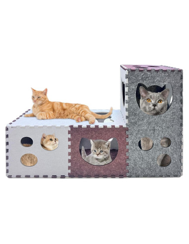 Túnel para Gatos Homegroove 18 PCS Fieltro Interactivo 30x30 cm