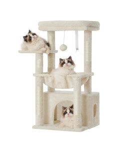 Árbol para Gatos Heybly HCT008SM con Cesta Grande Beige