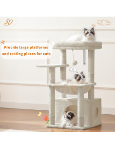 Árbol para Gatos Heybly HCT008SM con Cesta Grande Beige 2