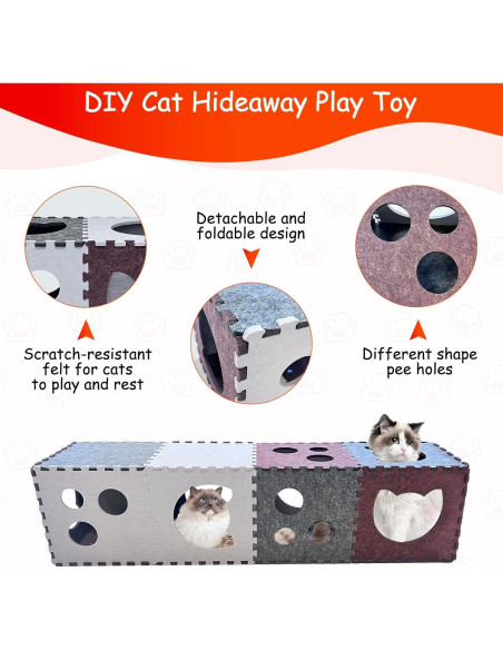 Túnel para Gatos Homegroove 18 PCS Fieltro Interactivo 30x30 cm Túnel para Gatos Homegroove 18 PCS Fieltro Interactivo 30x30 cm