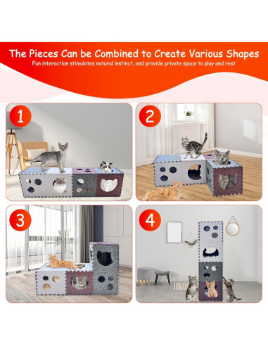Túnel para Gatos Homegroove 18 PCS Fieltro Interactivo 30x30 cm