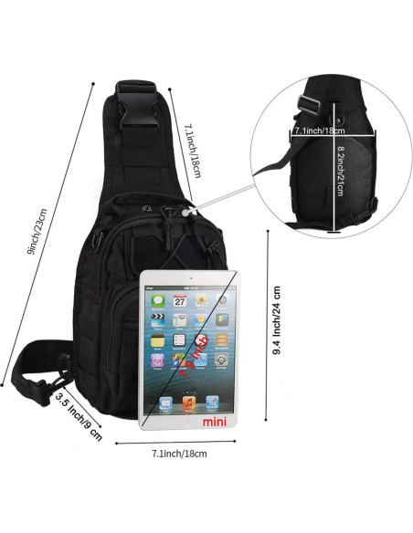 Bolsa de Hombro Táctica Novemkada Sling 1000D Negra