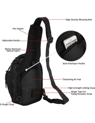 Bolsa de Hombro Táctica Novemkada Sling 1000D Negra