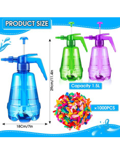Bomba de Globos de Agua Junkin 3 Pcs con 1000 Globos 1.5L 2