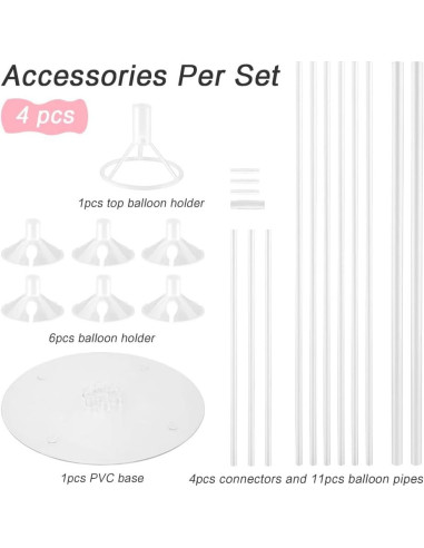 Kit de Soporte para Globos LBNZC - 4 Juegos con Base y Palos