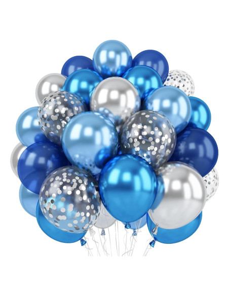 Conjunto de Globos Azul Plateado TAOYE 35 Piezas 12 Pulgadas