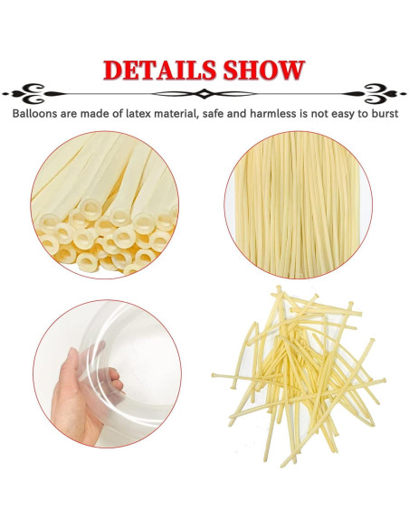 100 Globos Largos Transparentes de Láttex para Modelado