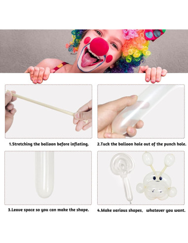 100 Globos Largos Transparentes de Láttex para Modelado