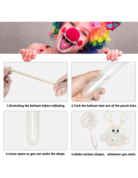 100 Globos Largos Transparentes de Láttex para Modelado