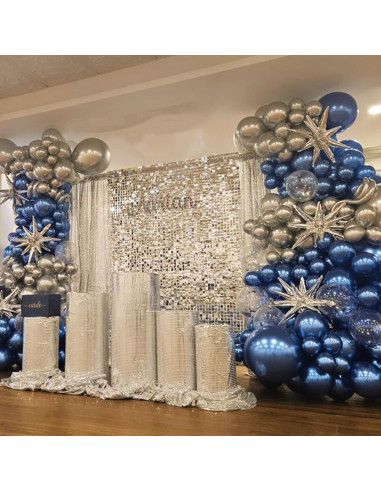 Conjunto de Globos Azul Plateado TAOYE 35 Piezas 12 Pulgadas