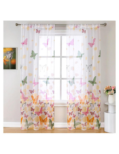 Cortinas Transparentes WUBODTI Mariposa 2 Paneles 99x269 cm