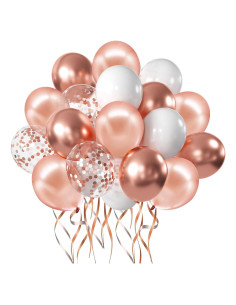 Globos de Confeti Rosa Dorado Zesliwy - 50 Piezas 12"