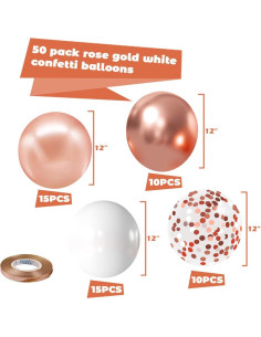 Globos de Confeti Rosa Dorado Zesliwy - 50 Piezas 12" 2