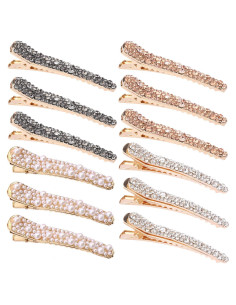 12 Clips de Pelo de Cocodrilo LoveBB con Rhinestones 6 cm