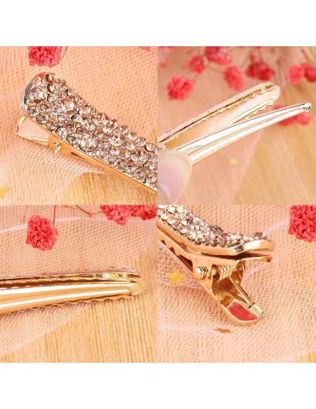 12 Clips de Pelo de Cocodrilo LoveBB con Rhinestones 6 cm