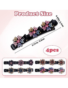 4 Clips de Cabello Trenzados Ahltoiex con Rhinestones Brillantes 2