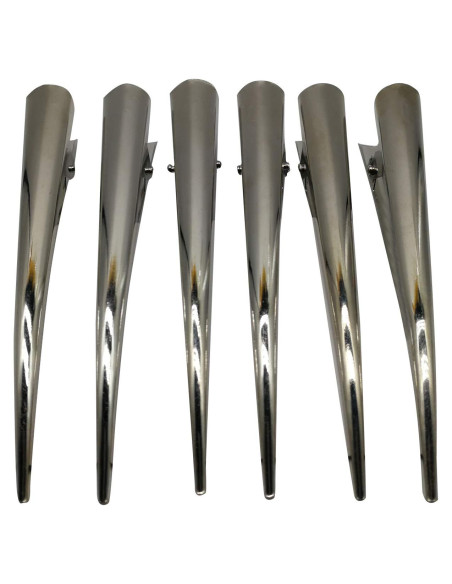 6 Clips de Cabello Metálicos Plateados CONOFA 12.7 cm