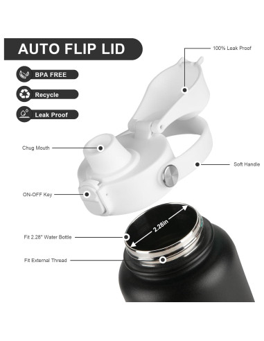 Tapa Flip Auto EIPOSAU para Botellas Boca Ancha 12-64 oz