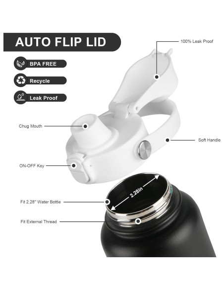 Tapa Flip Auto EIPOSAU para Botellas Boca Ancha 12-64 oz