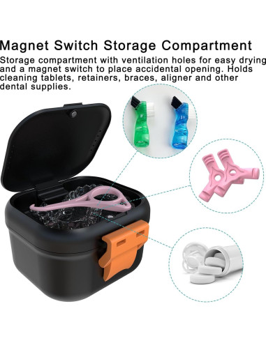 Taza de Baño para Dentaduras ARGOMAX Negra y Naranja