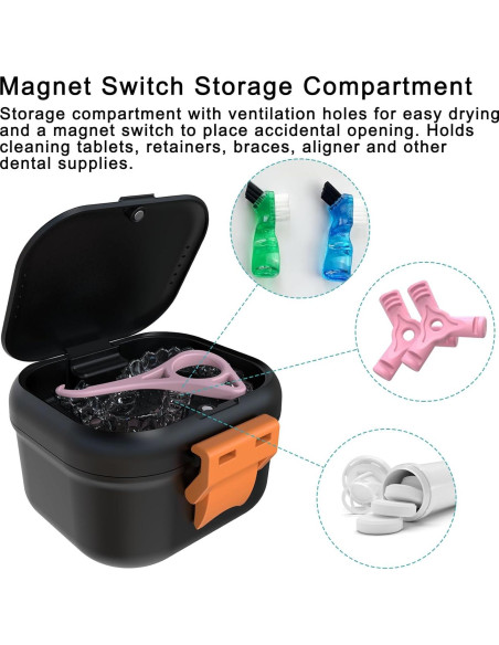 Taza de Baño para Dentaduras ARGOMAX Negra y Naranja