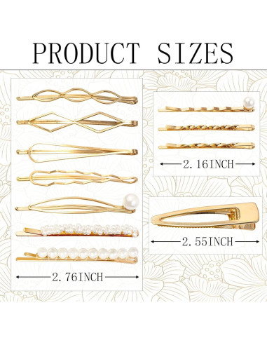 18 Pinzas de Cabello Doradas SHEHARUHI con Perlas - Accesorios Elegantes