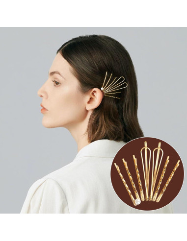 18 Pinzas de Cabello Doradas SHEHARUHI con Perlas - Accesorios Elegantes