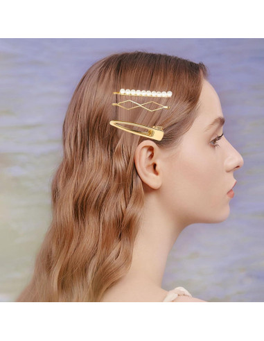 18 Pinzas de Cabello Doradas SHEHARUHI con Perlas - Accesorios Elegantes