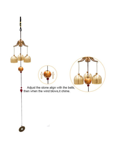 Campanas de Viento Banfeng 3 Piezas Latón 45cm Feng Shui