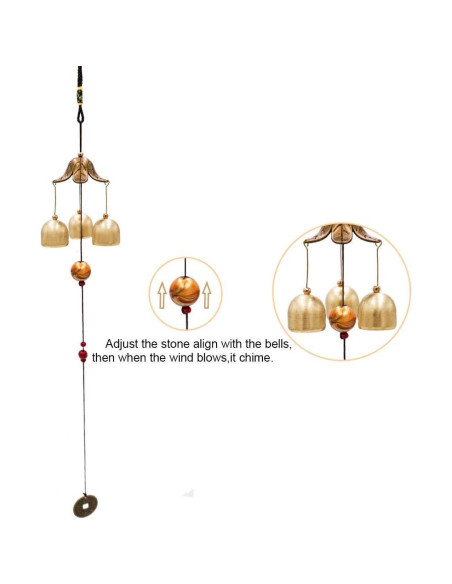 Campanas de Viento Banfeng 3 Piezas Latón 45cm Feng Shui