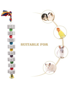 Paquete de 2 Juguetes para Aves Dnoifne - Masticar y Calcio 35 cm 2