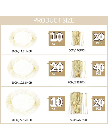 Conjunto de redes y horquillas para cabello Teenitor - 40 redes y 80 horquillas