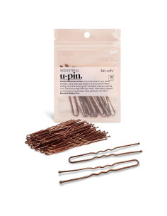 Pasadores de Pelo U Kitsch - 18 Pcs, 6.35 y 7.62 cm, Marrón